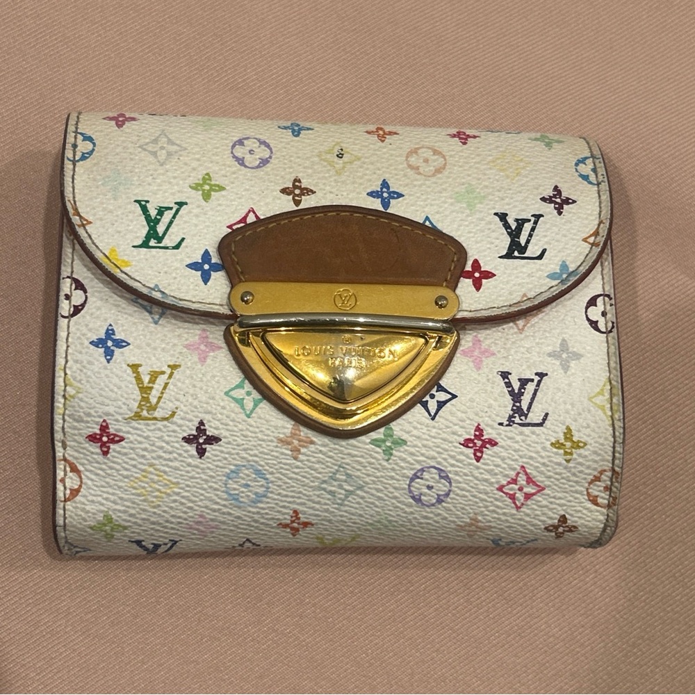 Louis Vuitton X Murakami Joey Wallet With Orange Interior Canvas Multicolor